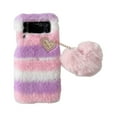thumbnail image 1 of Allytech Case for Samsung Galaxy Z Flip 3 (2021), Cute Plush Handmade Case Fluffy Fur Winter Warm Fuzzy Folding Case Silicone Bumper Cover for Girls Women for Galaxy Z Flip 3 5G, White+Pink+Purple, 1 of 5