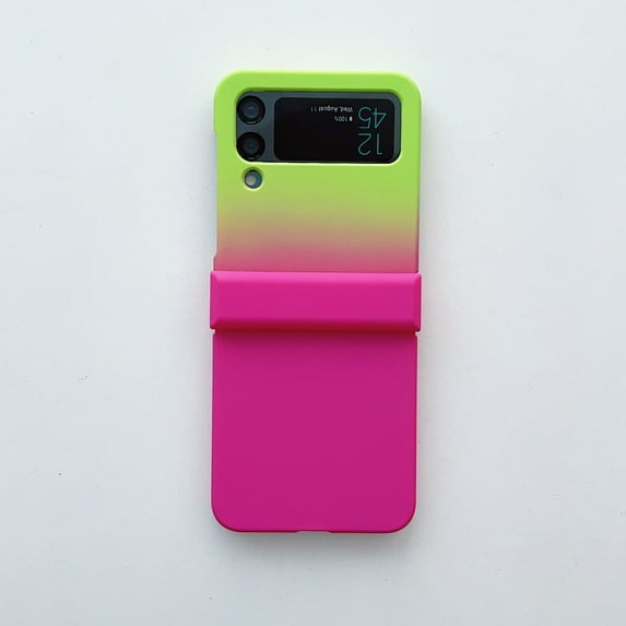 Allytech Case for Samsung Galaxy Z Flip 3 (5G) 2021, Luxury Gradient Color Hard Shockproof Protective Folding Slim Cover for Samsung Z Flip3 2021, Green + Rose