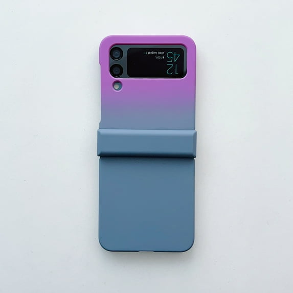 Allytech Case for Samsung Galaxy Z Flip 3 (5G) 2021, Luxury Gradient Color Hard Shockproof Protective Folding Slim Cover for Samsung Z Flip3 2021, Purple + Gray