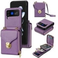 thumbnail image 1 of Allytech Case for Samsung Galaxy Z Flip3 5G, [Large Capacity] Wallet Case with Card Slots & Zipper Pocket, Premium PU Leather Metal Snap Kickstand Shockproof Case with Shoulder Strap, Purple, 1 of 7