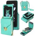 thumbnail image 1 of Allytech Case for Samsung Galaxy Z Flip5, [Large Capacity] Wallet Case with Card Slots & Zipper Pocket, Premium PU Leather Metal Snap Kickstand Shockproof Case with Shoulder Strap, Mint, 1 of 7