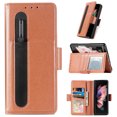 thumbnail image 1 of Allytech Case for Samsung Galaxy Z Fold 3 2021, Galaxy Z Fold 3 5G Cover 2021, Premium PU Leather + PC Frame Shockproof Anti-Drop Fold Kickstand Wallet Card Holder Case with Pen Holder, Brown, 1 of 9