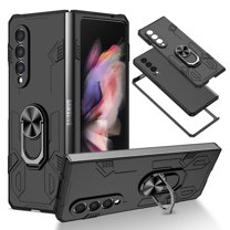 Allytech Case for Samsung Galaxy Z Fold 3 5G Released, Slim Thin All-Inclusive Hard PC Rugged Rotatable Ring Holder Support Car Mount Magnetic Stand Cover for Galaxy Z Fold 3 2021, Black