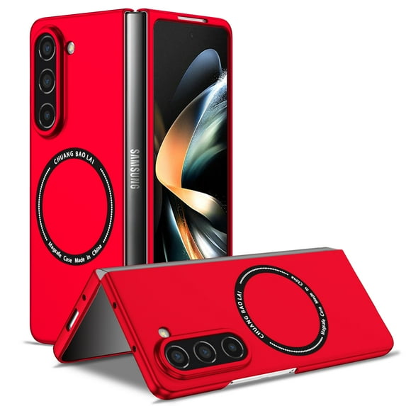 Allytech Case for Samsung Galaxy Z Fold 6 5G,Compatible with MagSafe Charging,Shockproof PC Hard Anti-scratch Protective Slim Fit Phone Case Support Wireless Charging, Red