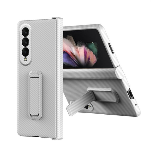 Allytech Case for Samsung Galaxy Z Fold4 5G, Built-in Screen Protector Ultra Thin Anti-Drop Shockproof Carbon Fiber Hinge Protection Stand Case for Samsung Z Fold4 2022, White