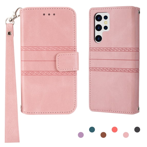 Allytech Case for Samsung Galaxy A53 5G, Magnetic Flip Leather Stand Shockproof Card Slot Wallet Case Cover,Pink