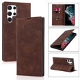 thumbnail image 1 of Allytech Case for Samsung Galaxy S22 Ultra with RFID Blocking Card Slots, Matte PU Leather Flip Wallet Case with Magnetic Closure, Coffee, 1 of 9