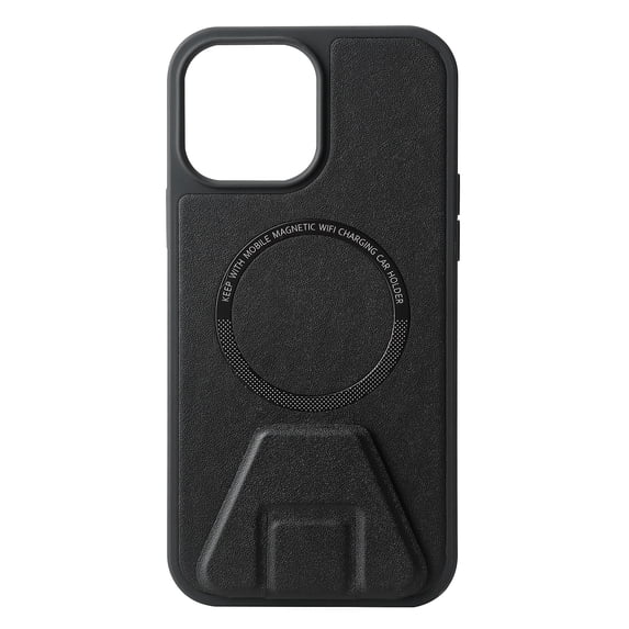 Allytech Case for iPhone 12 Pro Leather Texture Slim Thin with Hidden Kickstand Magnetic Magsafe Shockproof Protective Case For iPhone 12 Pro,Black