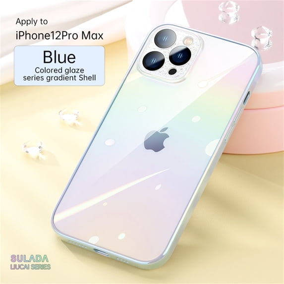 Allytech Case for iPhone 12 Pro Max,Shockproof Rubber Bumper Plating PC Back Phone Case with Lens Protector Cover,For iPhone 12 Pro Max 6.7 inch,Blue
