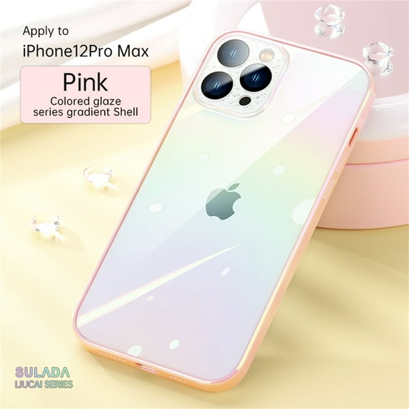 Allytech Case for iPhone 12 Pro Max,Shockproof Rubber Bumper Plating PC Back Phone Case with Lens Protector Cover,For iPhone 12 Pro Max 6.7 inch,Pink