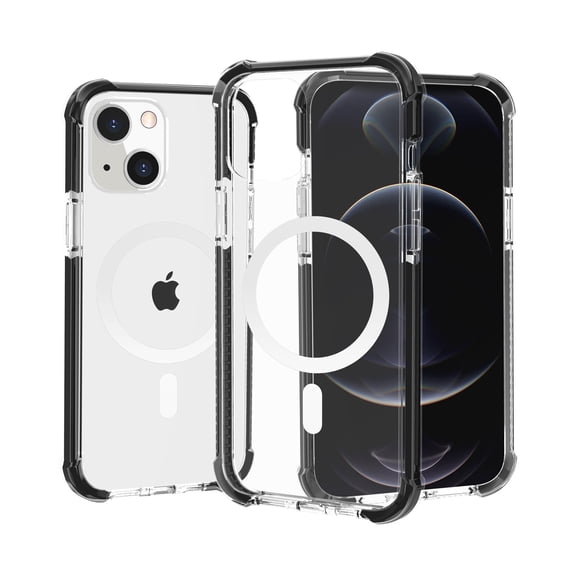 Allytech Case for iPhone 13 6.1 Inch,Clear Case Compatible with Magsafe,Shockproof Transparent Magnetic Acrylic Slim Protective Cover,Clear Black