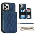 thumbnail image 1 of Allytech Case for iPhone 13 Pro Max, Shockproof Leather Wallet Case Shoulder Strap Card Slots Stand Detachable Wrist Strap Cover,Blue, 1 of 12