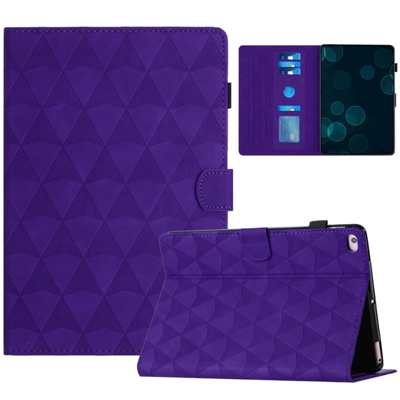 Allytech Case for iPad 5th Gen 2017/6th Gen 2018/Air 2 2014/Air 2013, Premium PU Leather Case with Card Slots & Pen Holder, Multi-Angle Viewing Stand Auto Sleep Wake Shockproof Flip Case, Purple
