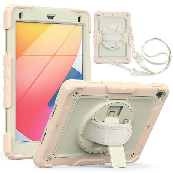 Allytech Case for iPad 9.7 2018/2017 (6th 5th Generation) with Screen Protector, Full Protection Drop Proof Kids Friendly Hand Strap Kickstand Impact Resistant Case Cover for Apple iPad 9.7, Rosegold
