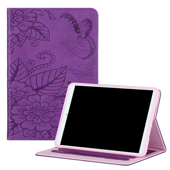 Allytech Case for iPad Mini 2021(6th Gen 8.3 inch), iPad Mini 6 Cover, Embossed Floral & Butterfly PU Leather Folio Anti-Slip Stand Auto Sleep Wake Card Holder Case for iPad Mini 6th Gen 2021, Purple