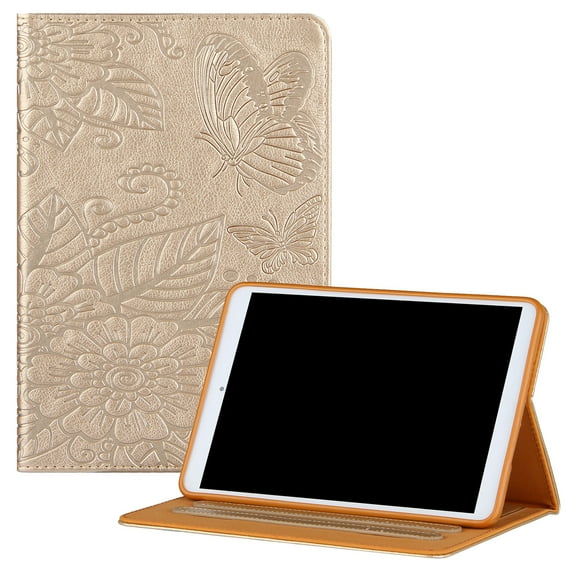 Allytech Case for iPad Mini 2021(6th Gen 8.3 inch), iPad Mini 6 Cover, Embossed Floral & Butterfly PU Leather Folio Anti-Slip Stand Auto Sleep Wake Card Holder Case for iPad Mini 6th Gen 2021, Gold