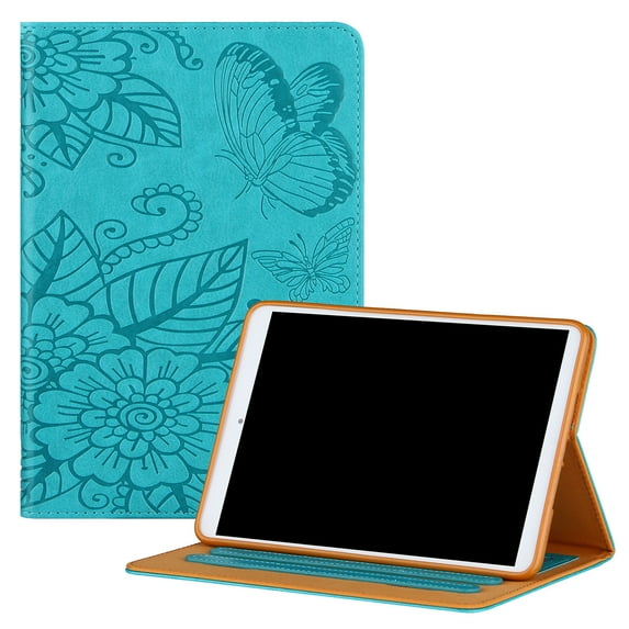 Allytech Case for iPad Mini 2021(6th Gen 8.3 inch), iPad Mini 6 Cover, Embossed Floral & Butterfly PU Leather Folio Anti-Slip Stand Auto Sleep Wake Card Holder Case for iPad Mini 6th Gen 2021, Green
