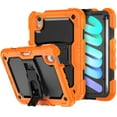 thumbnail image 1 of Allytech Case for iPad Mini 6th Gen 2021(8.3 inch), iPad Mini 6 Case with Pencil Holder, Rugged Kickstand Hard Plastic and Soft Silicone Shock Resistant Kidsproof Case with Shoulder Strap, Orange, 1 of 6