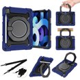 thumbnail image 1 of Allytech Case for iPad Pro 11 2021/2020/2018, iPad Air 4th Gen 2020 Case with Pencil Holder, Heavy Duty Rugged PC + Silicone Protective Rotatable Handle Stand Shoulder Belt Shockproof Case, Darkblue, 1 of 10