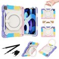 thumbnail image 1 of Allytech Case for iPad Pro 11 2021/2020/2018,iPad Air 4th Gen 2020 Case with Pencil Holder, Heavy Duty Rugged PC + Silicone Protective Rotatable Handle Stand Shoulder Belt Shockproof Case,Rainbow Pink, 1 of 10