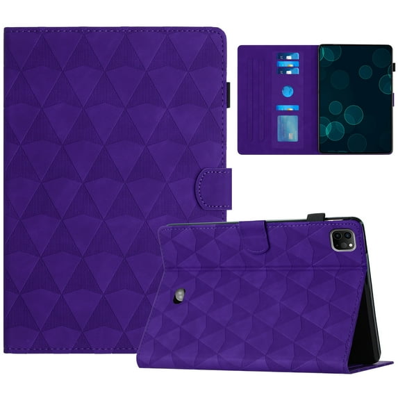 Allytech Case for iPad Pro 11" 4th/3rd/2nd/1st Gen, Embossed Pattern PU Leather Case with Card Slots & Pen Holder, Multi-Angle Viewing Stand Auto Sleep Wake Shockproof Case, Fit iPad Air 4/5, Purple