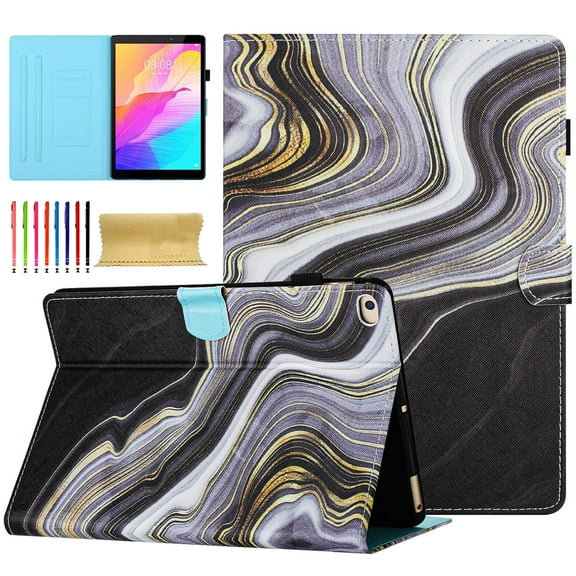 Allytech Case for iPad Pro 11 Inch 4th/3rd/2nd/1st Gen with Pen Holder&Card Slots, Multi-Angle View Stand PU Leather Auto Sleep Wake Case, Fit iPad Air 4/5 and iPad Air 11 inch 2024,Black Gold Marble