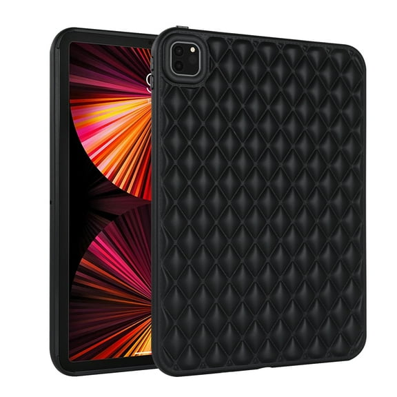 Allytech Case for iPad Pro 11-Inch M4 (2024 Model, 5th Generation), Slim Luxury Diamond Pattern [Camera Protection] Shockproof Soft TPU Back Case Compatible with Apple iPad Pro 11 (2024) - Black