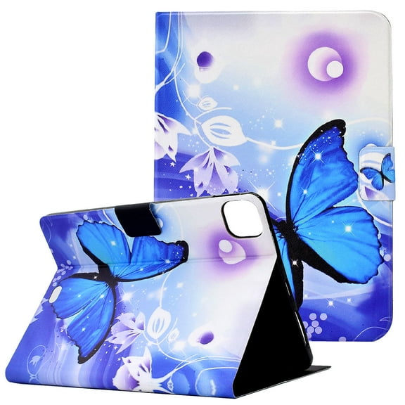 Allytech Case for iPad Pro 11 inch (2nd, 3rd & 4th Gen) 2020/2021/2022, iPad Air 5/Air 4 Case 10.9" 2022/2020, PU Leather Soft TPU Back Shockproof Wallet Smart Case with Card Slots, Blue Butterfly