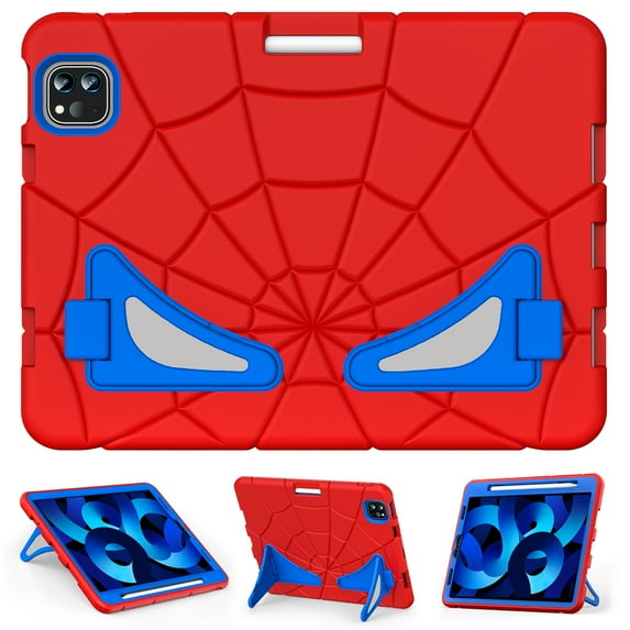 Allytech for Case for iPad Pro 11 inch (2nd, 3rd & 4th Gen) 2020/2021/2022, iPad Air 5th/4th Gen 10.9" Case with Pencil Holder, Heavy Duty Anti-Drop Children Friendly Stand Case, Red + Blue