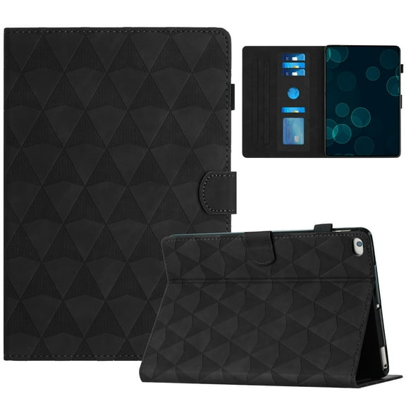 Allytech Case for iPad mini 1/2/3/4/5, Embossed Pattern PU Leather Case with Card Slots & Pen Holder, Multi-Angle Viewing Stand Auto Sleep Wake Shockproof Flip Case, Black