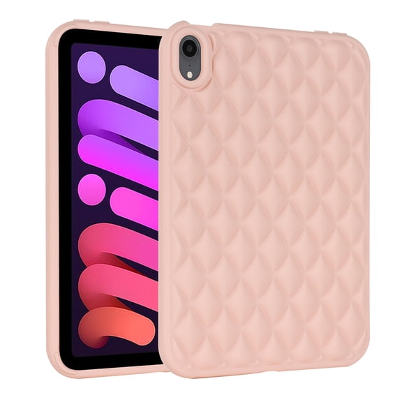 Allytech Case for iPad mini 6th Generation 8.3" 2021, Slim Luxury Diamond Pattern [Camera Protection] Shockproof Soft TPU Back Case Compatible with Apple iPad mini 6 - Pink