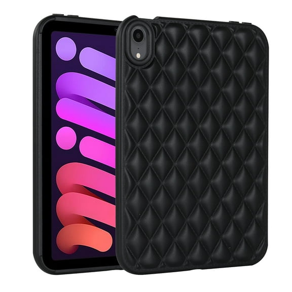 Allytech Case for iPad mini 6th Generation 8.3" 2021, Slim Luxury Diamond Pattern [Camera Protection] Shockproof Soft TPU Back Case Compatible with Apple iPad mini 6 - Black