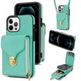 thumbnail image 1 of Allytech Case for iPhone 11 Pro, [Large Capacity] Wallet Case with Card Slots & Zipper Pocket, Premium PU Leather Metal Snap Kickstand Shockproof Case with Shoulder Strap, Mint, 1 of 7