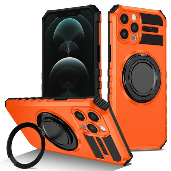 Allytech Case for iPhone 11 Pro Max - 360° Rotatable Magnetic Ring Stand - Compatible with MagSafe - Military-Grade Protection - Anti-Scratch & Anti-Fingerprint - Slim Fit Cover (Orange)
