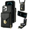 thumbnail image 1 of Allytech Case for iPhone 11 Pro Max, [Large Capacity] Wallet Case with Card Slots & Zipper Pocket, Premium PU Leather Metal Snap Kickstand Shockproof Case with Shoulder Strap, Black, 1 of 7