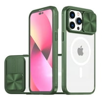 Allytech Case for iPhone 12/ iPhone 12 Pro (2020) 6.1 inch, Compatible with MagSafe Wireless Charging Crystal Clear Anti-Scratch Shockproof Slide Camera Cover for iPhone 12/ 12 Pro, Olive