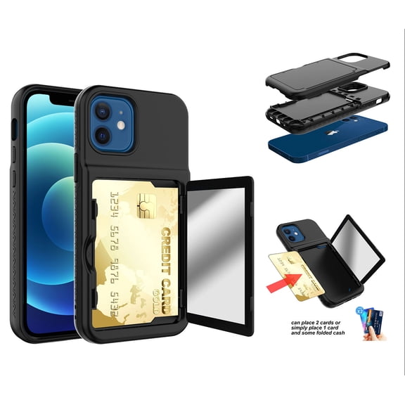 Allytech Case for iPhone 12(6.1 inch 2020), iPhone 12 Pro Case and Cover with Card Holder, Silicone Scratch Resistant Soft TPU Shock-Absorbing Rugged Case for Apple iPhone 12 Pro/iPhone 12, Black