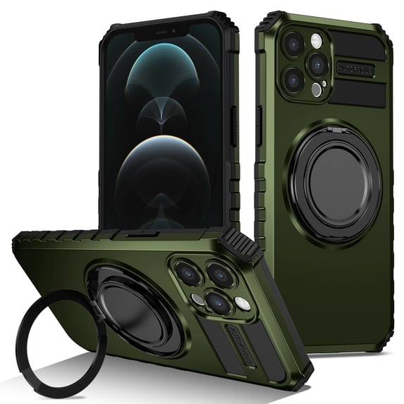 Allytech Case for iPhone 12 Pro - 360° Rotatable Magnetic Ring Stand - Compatible with MagSafe - Military-Grade Protection - Anti-Scratch & Anti-Fingerprint - Slim Fit Cover (Darkgreen)