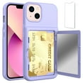 thumbnail image 1 of Allytech Case for iPhone 13 5G 6.1" Cover with Credit Card Holder ID Slot, Dual Layer Anti-Scratch Back Card Pockets Skin Cover with HD Tempered Glass Screen Protector for iPhone 13 2021, Lightpurple, 1 of 5