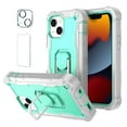 thumbnail image 1 of Allytech Case for iPhone 13 6.1"(2021), iPhone 13 Cover with Glass Screen Protector & Camera Lens Protector, Slim Hybrid Rugged Ring Holder Kickstand Drop Proof Full Protective Case, Gray + Green, 1 of 6