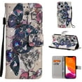 thumbnail image 1 of Allytech Case for iPhone 13 (6.1") 2021, PU Leather and TPU Hybrid Drop Proof Flip Phone Case with Hand Strap Card Slots/Cash Holder Adjustable Kickstand Case for iPhone 13 2021, Black Butterfly, 1 of 6