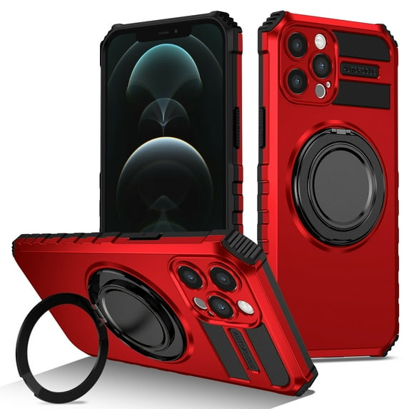 Allytech Case for iPhone 13 Pro Max - 360° Rotatable Magnetic Ring Stand - Compatible with MagSafe - Military-Grade Protection - Anti-Scratch & Anti-Fingerprint - Slim Fit Cover (Red)