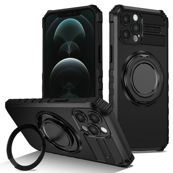 Allytech Case for iPhone 13 Pro Max - 360° Rotatable Magnetic Ring Stand - Compatible with MagSafe - Military-Grade Protection - Anti-Scratch & Anti-Fingerprint - Slim Fit Cover (Black)