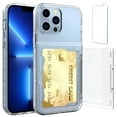 thumbnail image 1 of Allytech Case for iPhone 13 Pro Max Pro 5G 6.7" Cover with Credit Card Holder ID Slot, Dual Layer Anti-Scratch Back Card Pockets Cover with HD HD Tempered Glass Screen Protector, Clear, 1 of 5