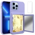 thumbnail image 1 of Allytech Case for iPhone 13 Pro Max Pro 5G 6.7" Cover with Credit Card Holder ID Slot,Dual Layer Anti-Scratch Back Card Pockets Cover with HD HD Tempered Glass Screen Protector,Lightpurple, 1 of 5