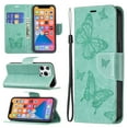 thumbnail image 1 of Allytech Case for iPhone 13 Pro Wallet Case with Card Slots, Embossed Butterfly PU Leather Folio Flip Stand Protective Magnetic Snap Case wtih Hand Strap for iPhone 13 Pro 6.1" 2021, Green, 1 of 4