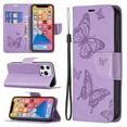 thumbnail image 1 of Allytech Case for iPhone 13 Wallet Case with Card Slots, Embossed Butterfly PU Leather Folio Flip Stand Protective Magnetic Snap Case wtih Hand Strap for iPhone 13 6.1" 2021, Violet, 1 of 4