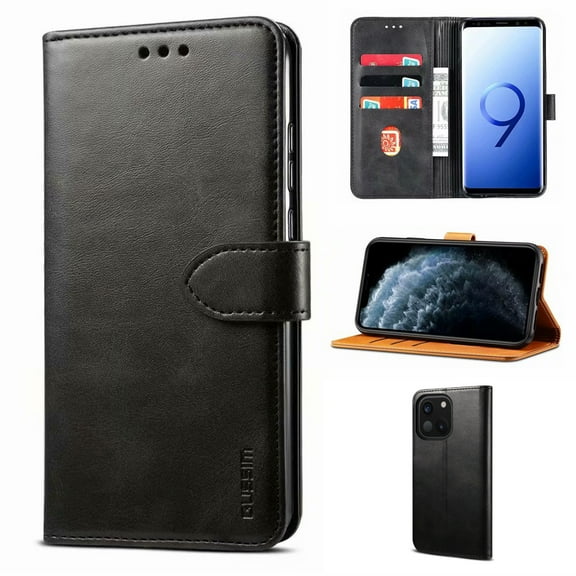 Allytech Case for iPhone 13 Wallet Case Cover, Premium PU Leather Flip Folio Case with Card Slots TPU Inner Shockproof Kickstand Magnetic Snap Cover for iPhone 13 6.1" 2021, Black