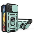 thumbnail image 1 of Allytech Case for iPhone 14, iPhone 14 Case with Slide Lens Cover, [Rotated Ring Kickstand] Heavy Duty [Military Grade Protection] Silicone Shockproof Rugged Case - Green, 1 of 10