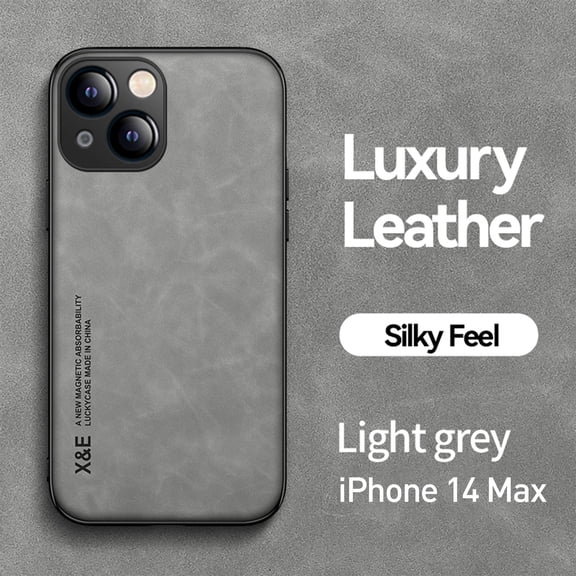 Allytech Case for iPhone 14 Plus(2022), Secure Wrap Business Case [PU Leather + Soft TPU Shell] Shockproof Anti-fall Car Magnetic Suction Skily Feel Uktra-thin Light Case for iPhone 14 Max, Lightgray